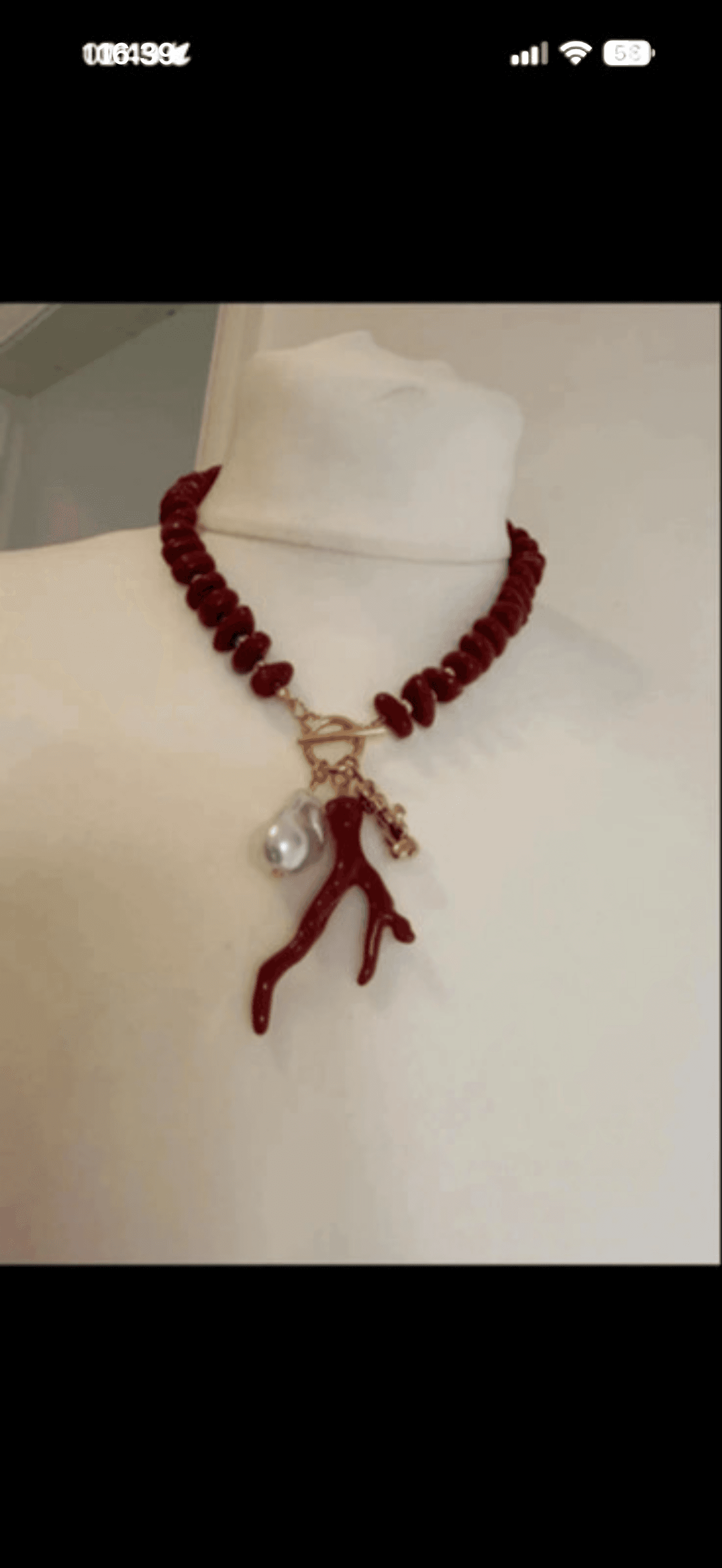 Red Coral & Baroque Pearl Statement Necklace