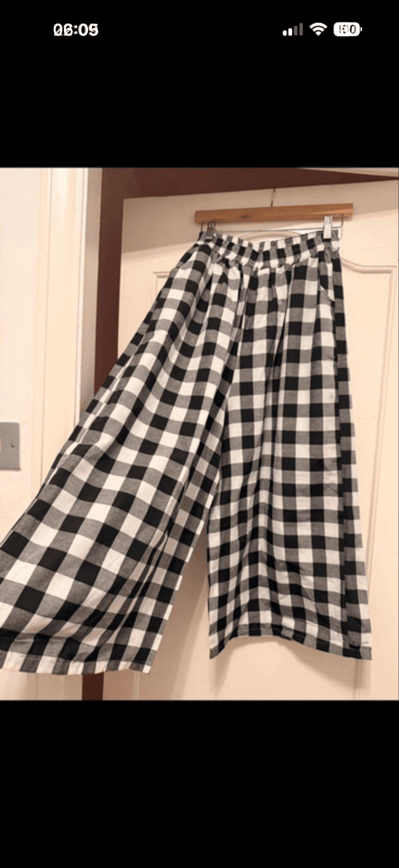 Black and White Gingham Cropped Wide leg Trousers size UK12-16